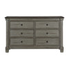 Cadie 64 Inch Dresser 6 Dovetail Drawers Coffee Brown Antique Gray Wood By Casagear Home BM314223