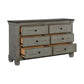 Cadie 64 Inch Dresser 6 Dovetail Drawers Coffee Brown Antique Gray Wood By Casagear Home BM314223