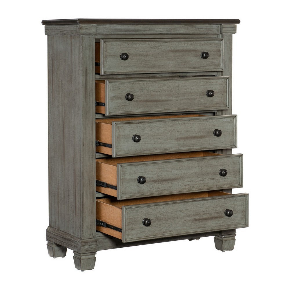 Cadie 53 Inch Tall Dresser Chest 5 Drawers Coffee Brown Antique Gray By Casagear Home BM314224