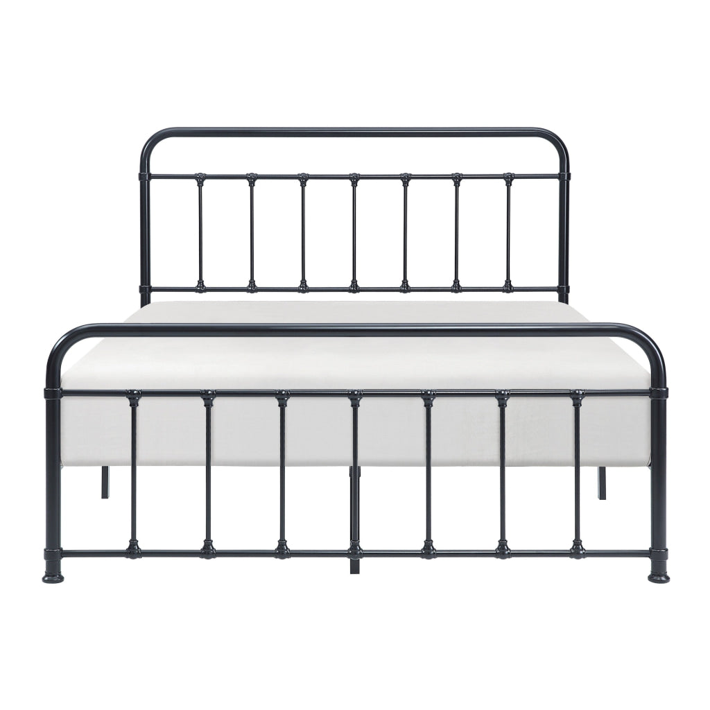 Ryan Queen Platform Bed Slatted Headboard Footboard Black Metal Frame By Casagear Home BM314225