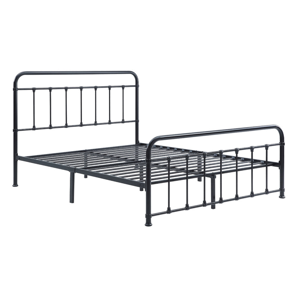 Ryan Queen Platform Bed Slatted Headboard Footboard Black Metal Frame By Casagear Home BM314225