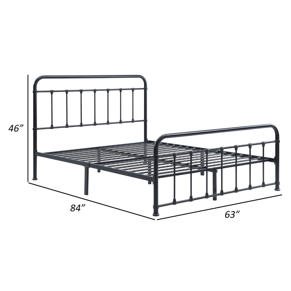 Ryan Queen Platform Bed Slatted Headboard Footboard Black Metal Frame By Casagear Home BM314225