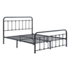 Ryan Queen Platform Bed, Slatted Headboard, Footboard, Black Metal Frame By Casagear Home