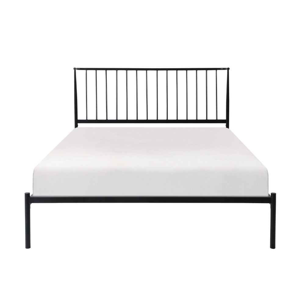 Angie Queen Bed Platform Foundation Slatted Headboard Black Metal Frame By Casagear Home BM314226