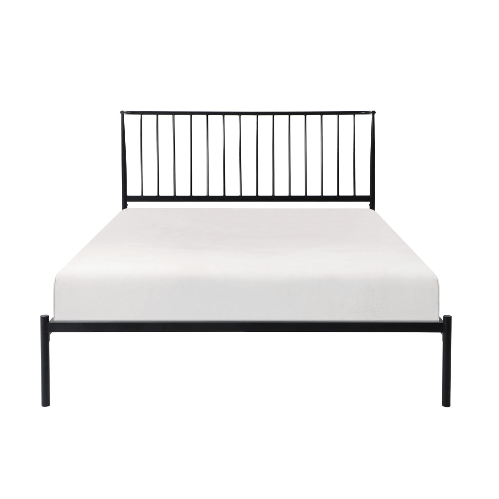 Angie Queen Bed Platform Foundation Slatted Headboard Black Metal Frame By Casagear Home BM314226