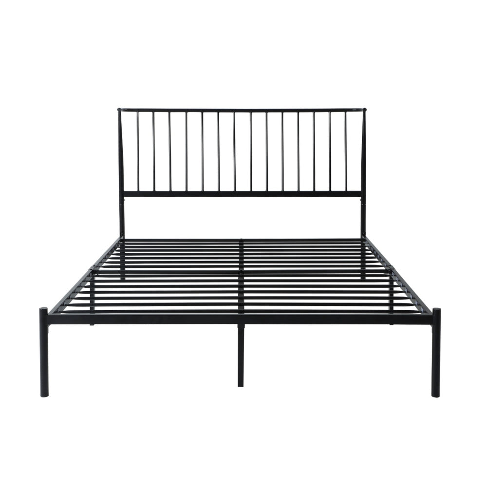 Angie Queen Bed Platform Foundation Slatted Headboard Black Metal Frame By Casagear Home BM314226