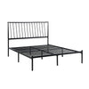 Angie Queen Bed, Platform Foundation, Slatted Headboard, Black Metal Frame By Casagear Home