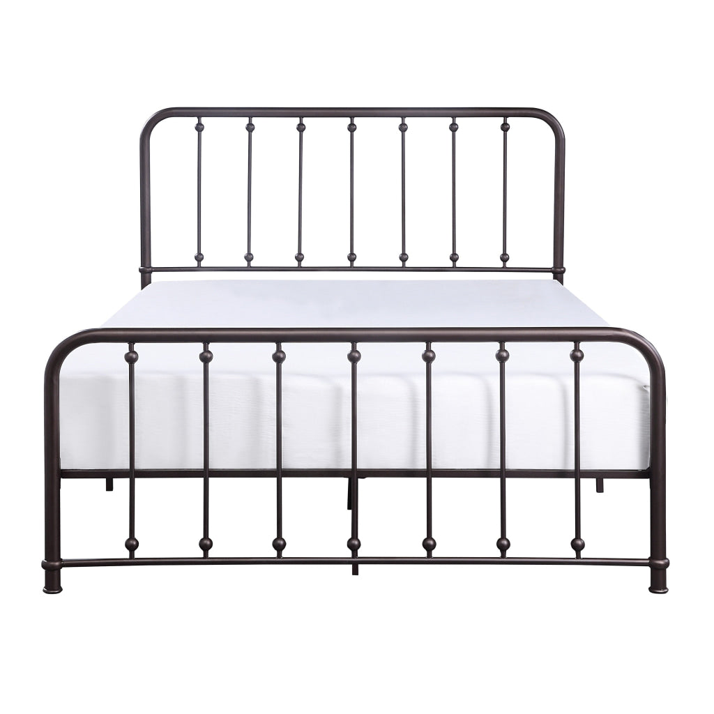 Ken Queen Bed Vertical Slatted Headboard Footboard Dark Bronze Metal By Casagear Home BM314228