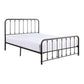 Ken Queen Bed, Vertical Slatted Headboard, Footboard, Dark Bronze Metal By Casagear Home