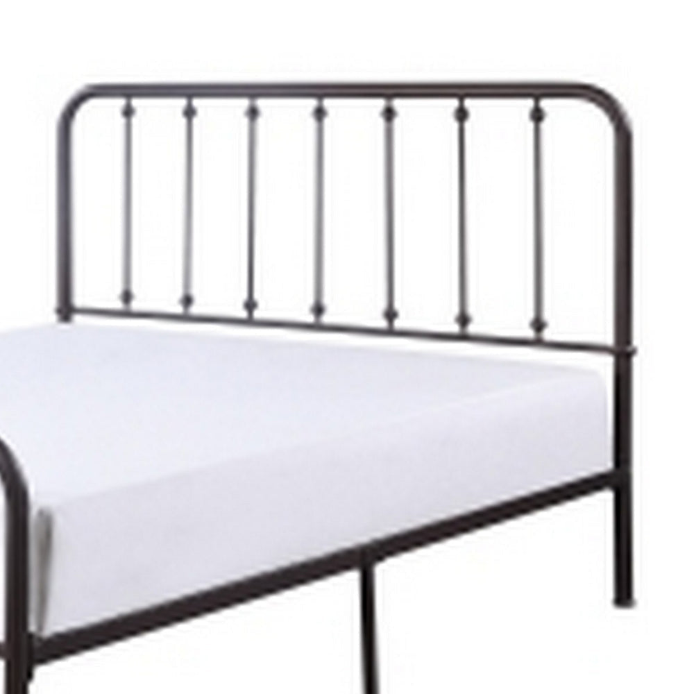 Ken Queen Bed Vertical Slatted Headboard Footboard Dark Bronze Metal By Casagear Home BM314228