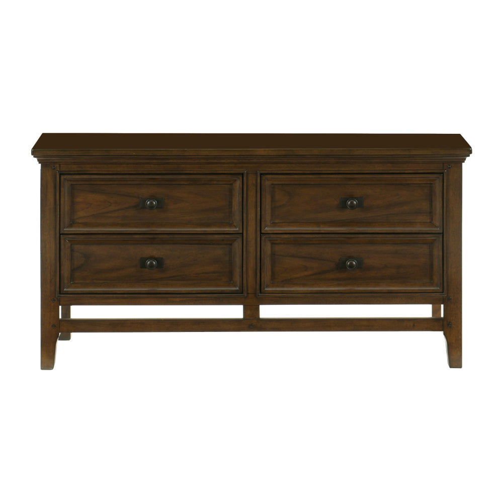 Zian 46 Inch Sideboard Buffet Console 4 Drawers Pewter Cherry Brown Wood By Casagear Home BM314230