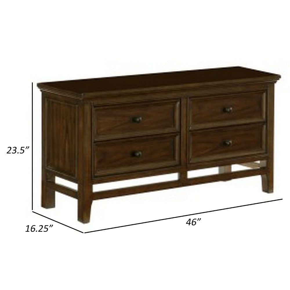 Zian 46 Inch Sideboard Buffet Console 4 Drawers Pewter Cherry Brown Wood By Casagear Home BM314230