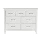 Candy 55 Inch Dresser 7 Drawers Nickel Bar Handles White Solid Wood By Casagear Home BM314232