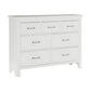 Candy 55 Inch Dresser, 7 Drawers, Nickel Bar Handles, White Solid Wood By Casagear Home