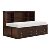 Eso Twin Lounge Bed with Shelf and Cabinet USB Port Brown Birch Veneer By Casagear Home BM314234