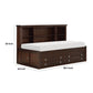 Eso Twin Lounge Bed with Shelf and Cabinet USB Port Brown Birch Veneer By Casagear Home BM314234