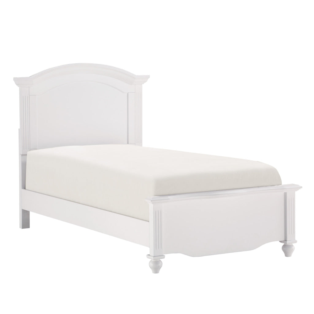 Eso Full Size Bed with Tall Headboard White Birch Veneer Solid Wood By Casagear Home BM314236