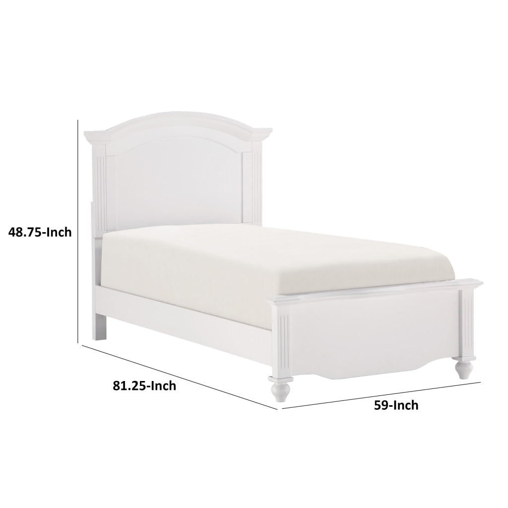 Eso Full Size Bed with Tall Headboard White Birch Veneer Solid Wood By Casagear Home BM314236