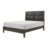 Din Full Size Bed Button Tufted Faux Leather Upholstery Gray Wood Veneer By Casagear Home BM314237