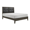 Din Full Size Bed, Button Tufted Faux Leather Upholstery, Gray Wood Veneer By Casagear Home