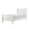 Vele Twin Size Bed with Panel Headboard Sleigh Design White Wood Finish By Casagear Home BM314240