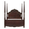 Park Queen Size Poster Bed with Shell Motifs and Burl Inlays Brown Veneer By Casagear Home BM314242