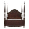 Park Queen Size Poster Bed with Shell Motifs and Burl Inlays Brown Veneer By Casagear Home BM314242