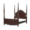 Park Queen Size Poster Bed with Shell Motifs and Burl Inlays Brown Veneer By Casagear Home BM314242