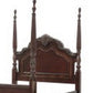 Park Queen Size Poster Bed with Shell Motifs and Burl Inlays Brown Veneer By Casagear Home BM314242