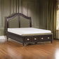 Stoe Queen Sleigh Bed, Padded Headboard, Storage Footboard, Brown Wood By Casagear Home