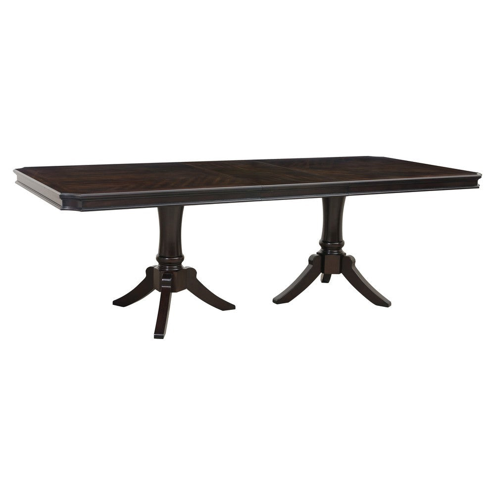 Stoe 76-96 Inch Dining Table, Rectangular Extendable, Pedestal Base, Brown By Casagear Home