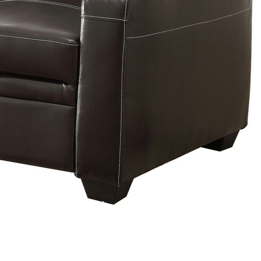 Ferry 83 Inch Lounger Sofa Bed Tufted Brown Faux Leather Solid Wood By Casagear Home BM314246