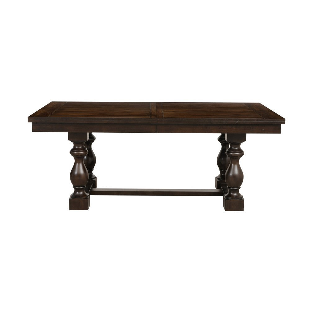 Tesy 76-96 Inch Dining Table Extendable Rectangular Dark Oak Brown Wood By Casagear Home BM314248