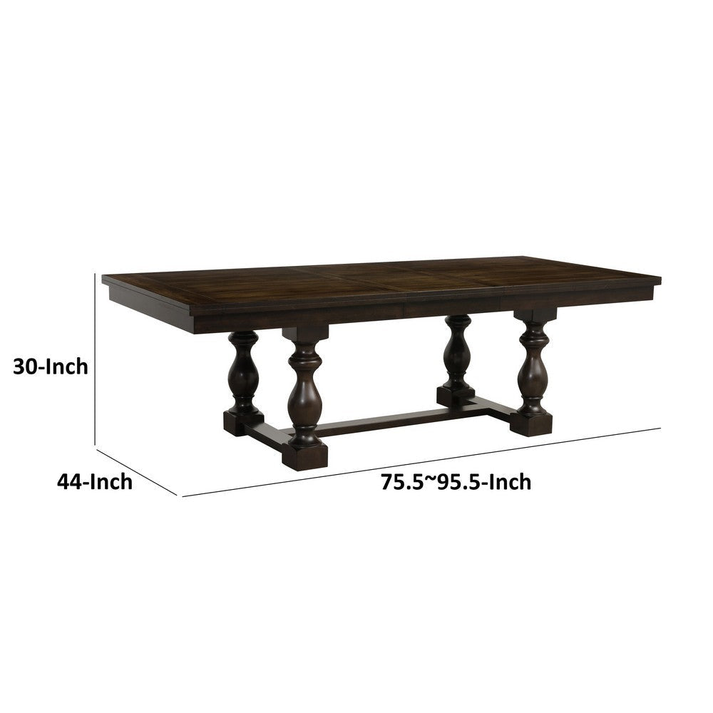 Tesy 76-96 Inch Dining Table Extendable Rectangular Dark Oak Brown Wood By Casagear Home BM314248