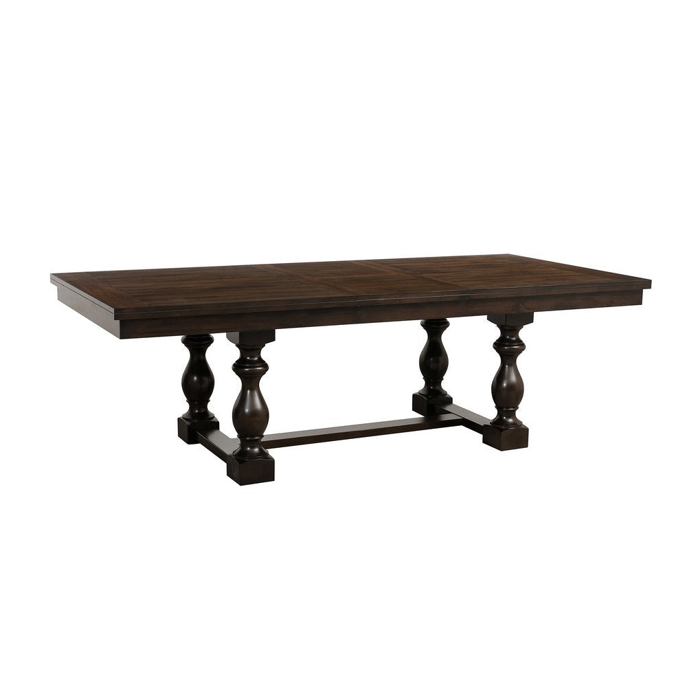 Resy 76-96 Inch Dining Table, Extendable Rectangular, Dark Cherry Brown By Casagear Home