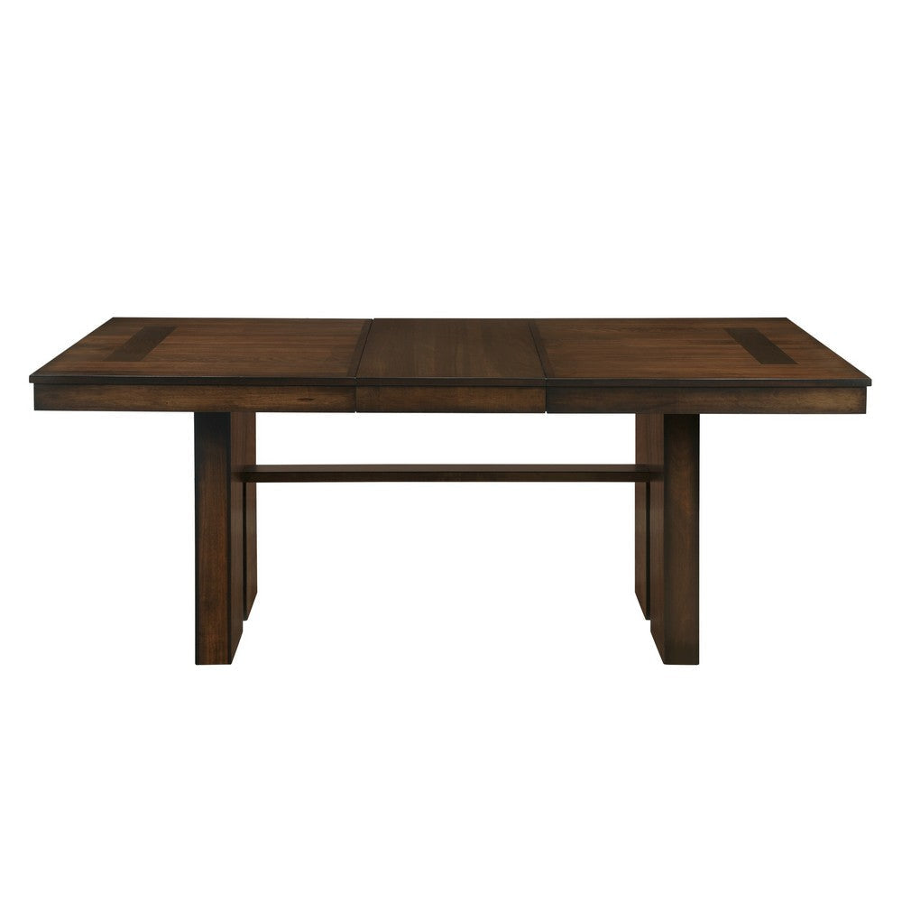 Voz 59-77 Inch Dining Table Extendable Trestle Base Walnut Brown Veneer By Casagear Home BM314251