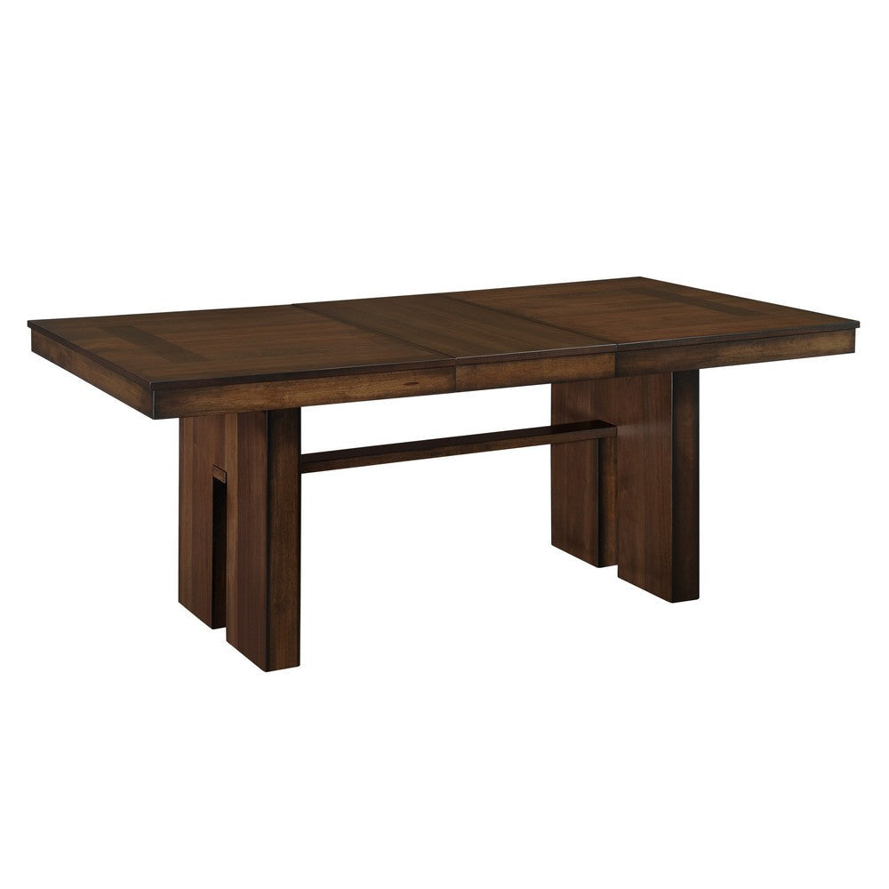 Voz 59-77 Inch Dining Table, Extendable, Trestle Base, Walnut Brown Veneer By Casagear Home