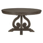 Luon 54 Inch Dining Table, 6 Seater Round Top, Scrolled Metal Base, Brown By Casagear Home