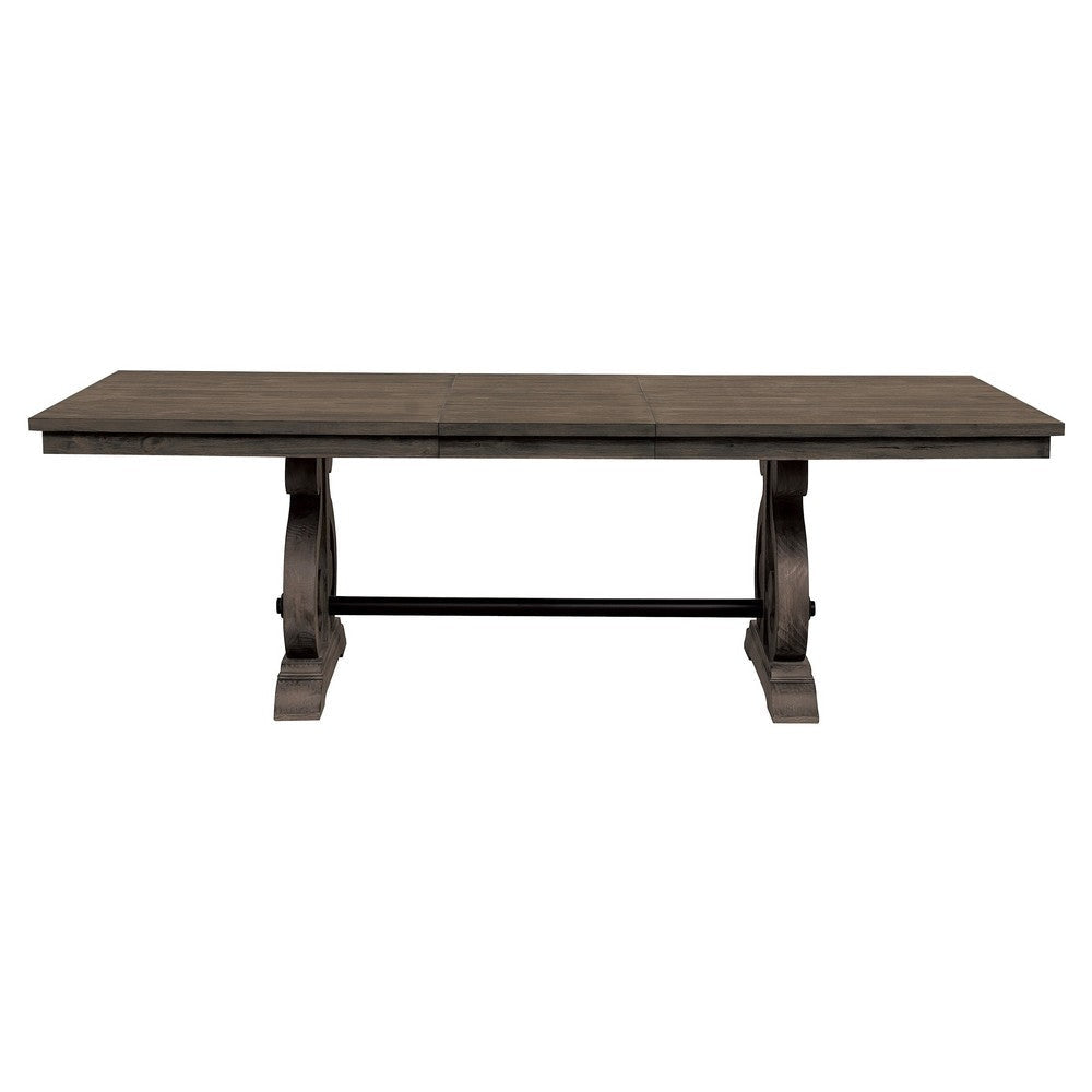 Luon 76-96 Inch Dining Table Extendable 6 Seater Rectangular Top Brown By Casagear Home BM314255