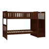 Catherine Twin over Twin Bunk Bed, Storage Step, Solid Wood, Dark Brown By Casagear Home