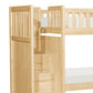 Catherine Twin over Twin Bunk Bed Storage Step Natural Brown Solid Wood By Casagear Home BM314261