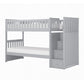 Catherine Twin over Twin Bunk Bed Storage Step Gray Veneer Solid Wood By Casagear Home BM314263