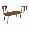 Indy 3 Piece Coffee and End Table Set, Angled Legs, Walnut Brown Solid Wood By Casagear Home