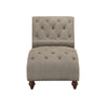 Amey 69 Inch Chaise Lounger Solid Wood Rolled Button Tufted Gray Fabric By Casagear Home BM314265