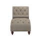 Amey 69 Inch Chaise Lounger Solid Wood Rolled Button Tufted Gray Fabric By Casagear Home BM314265