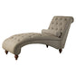 Amey 69 Inch Chaise Lounger Solid Wood Rolled Button Tufted Gray Fabric By Casagear Home BM314265