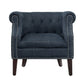 33 Inch Accent Armchair Chesterfield Button Tufted Textured Blue Fabric By Casagear Home BM314269