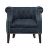 33 Inch Accent Armchair Chesterfield Button Tufted Textured Blue Fabric By Casagear Home BM314269