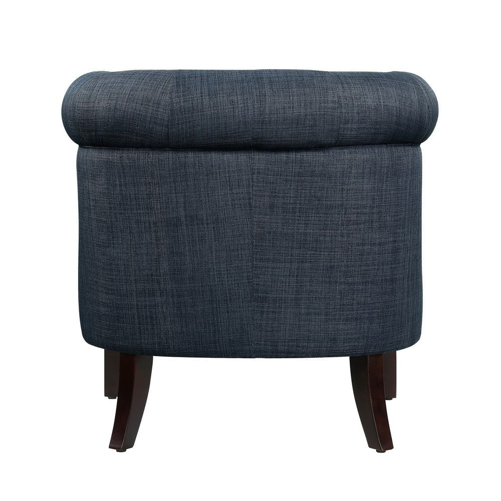 33 Inch Accent Armchair Chesterfield Button Tufted Textured Blue Fabric By Casagear Home BM314269