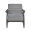 Tira 32 Inch Accent Chair Channel Stitched Gray Velvet Solid Wood Frame By Casagear Home BM314271